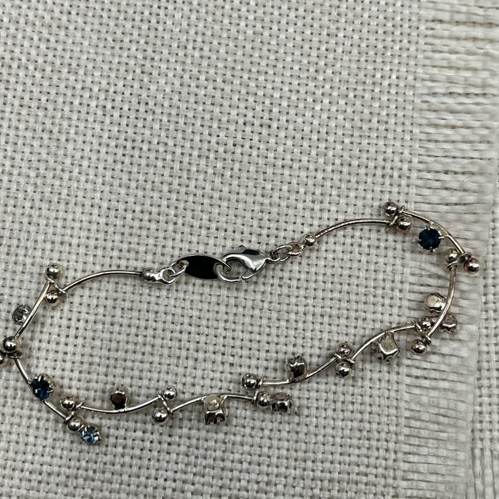 Vintage Vine CZ Bracelet Blue & Clear Stones | 7.25" - Picture 13 of 17